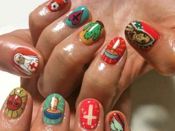 Uñas con virgen de guadalupe ;20 Ideas para darle a tus uñas un estilo mexicano y lleno de color