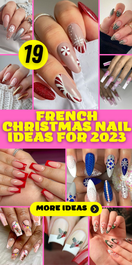 19 ideas festivas de uñas navideñas francesas para 2023