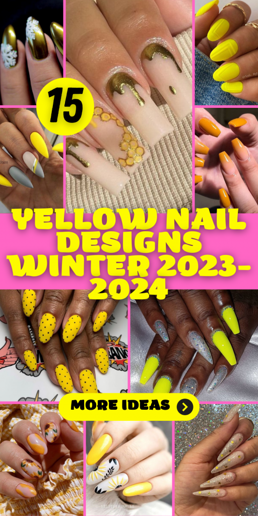 15 diseños de uñas de color amarillo vibrante para el invierno 2023-2024