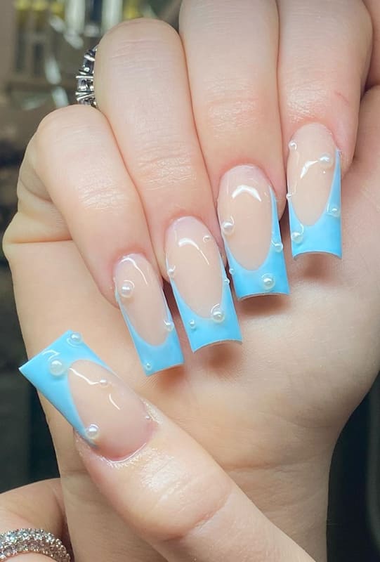 Light blue acrylic nails