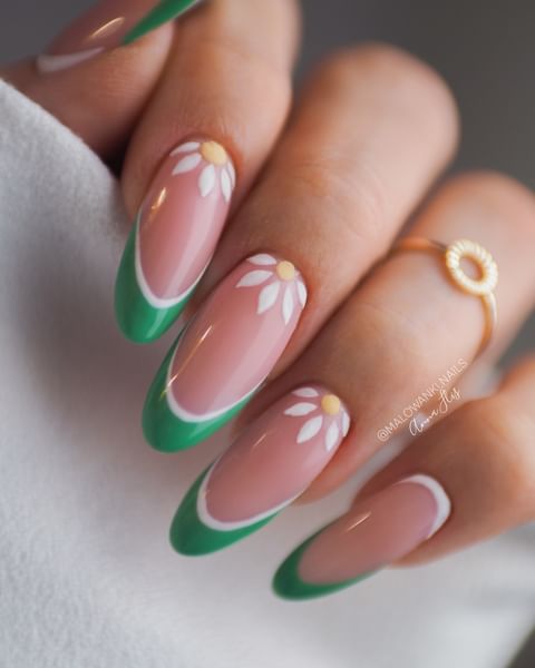 Green and White French Tips