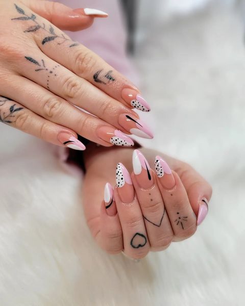 Pink and White French Tips