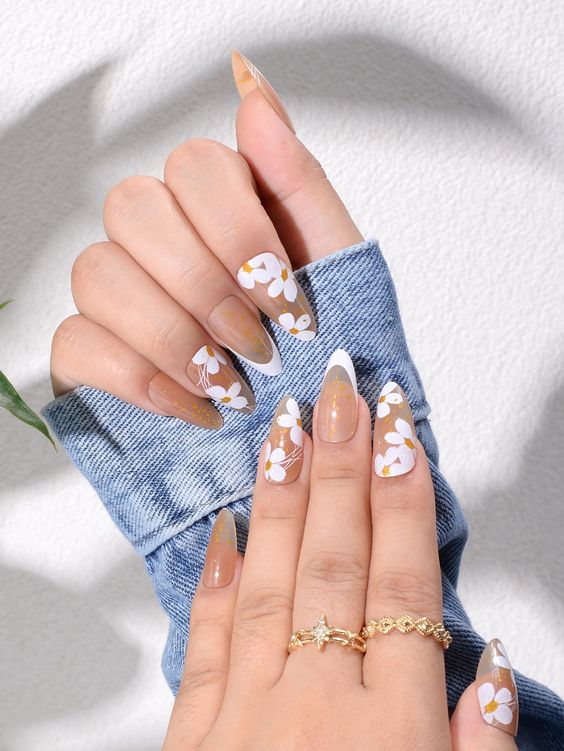 White Flowers and French Tips