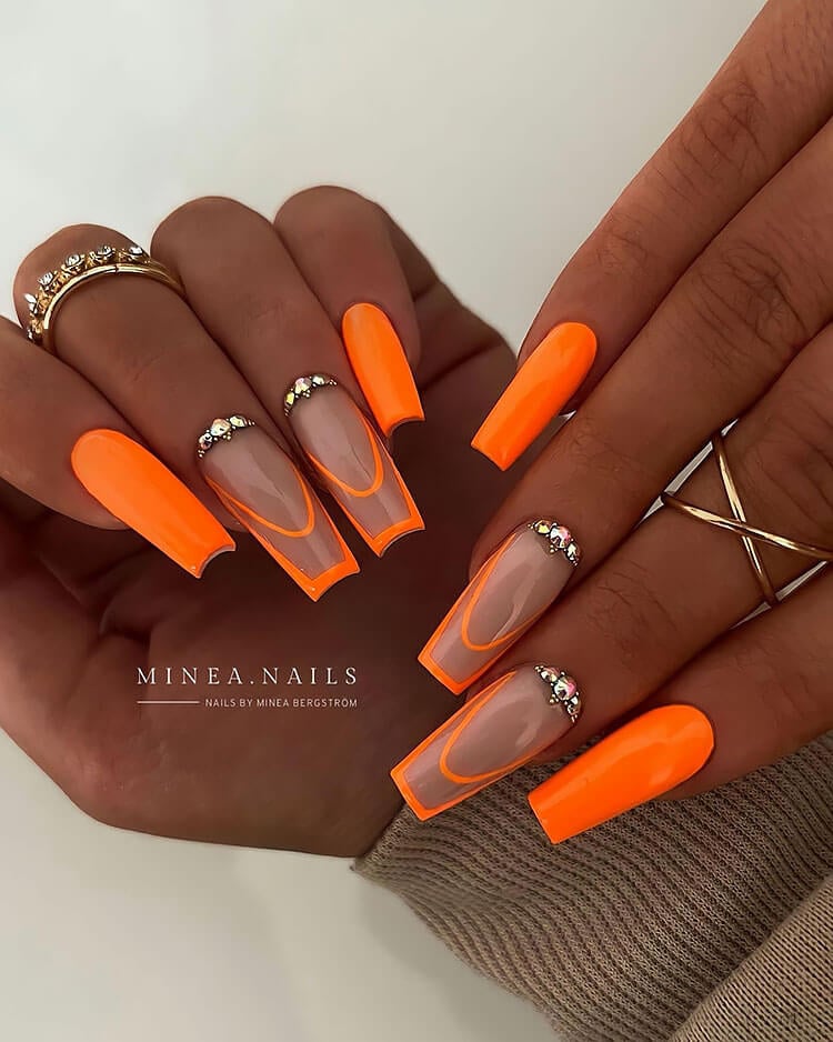 Uñas Naranja Neón