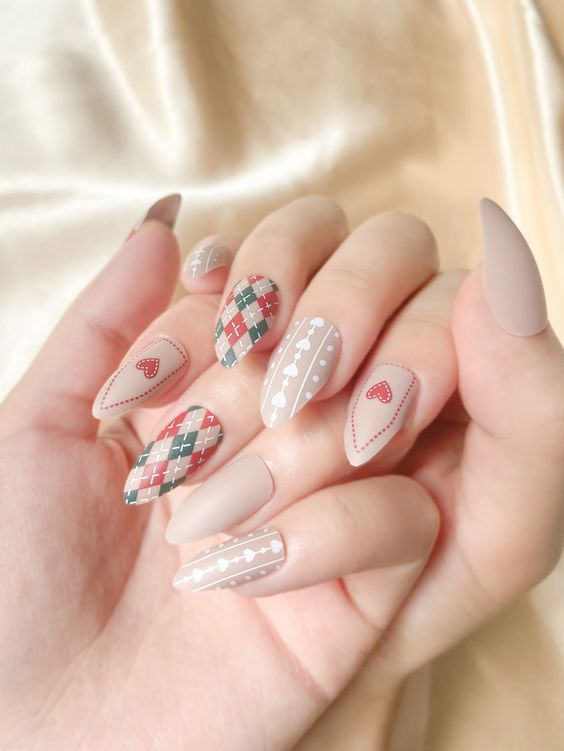 Beige Nails with Cute Nail Art