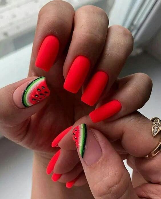 These are the cutest watermelon nail art designs and watermelon nails acrylic coffin ideas! These fun designs include all the best neon red watermelon nail designs, cute red fruit nails, cute long watermelon nails coffin and other watermelon nail ideas! If you’re looking for cute spring nails or cute summer nails, this is the mani to go for!