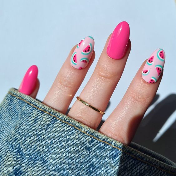 These are the cutest watermelon nail art designs and watermelon nails acrylic almond ideas! These fun designs include all the best hot pink watermelon nail designs, short watermelon nails, cute fruit nails, cute watermelon nails almond and other watermelon nail ideas! If you’re looking for cute spring nails or cute summer nails, this is the mani to go for!