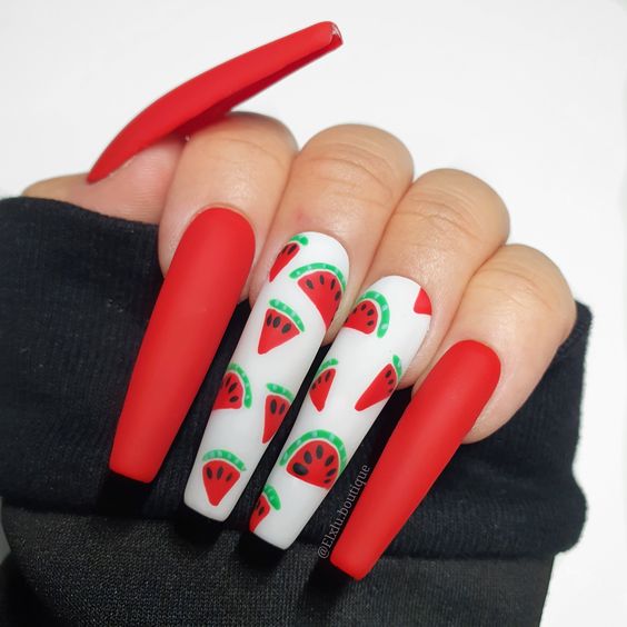 40+ Darling Watermelon Nails To Try Out For A Fun Manicure