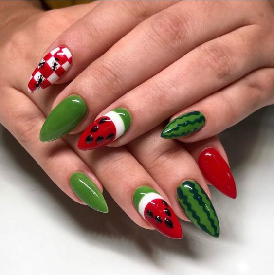 36+ Awesome Watermelon Nail Design For This Summer