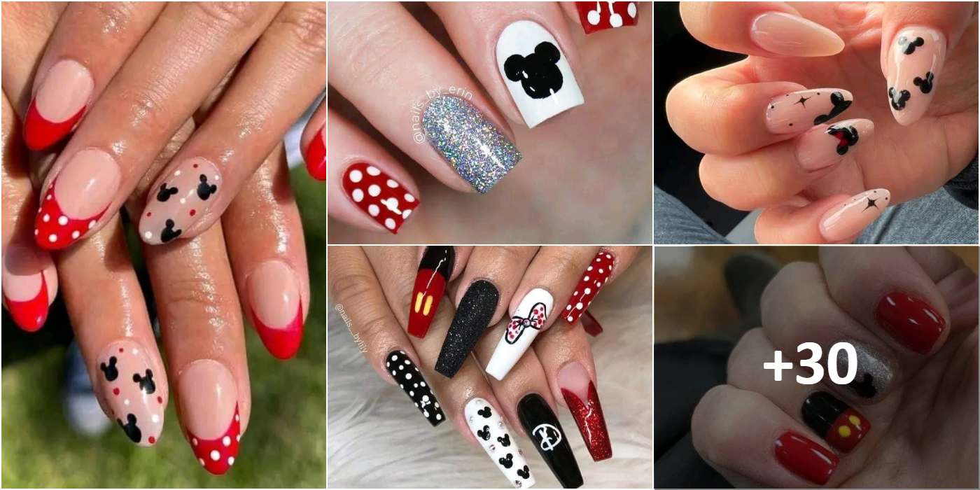 Collage Uñas de mickey mouse y minnie mouse