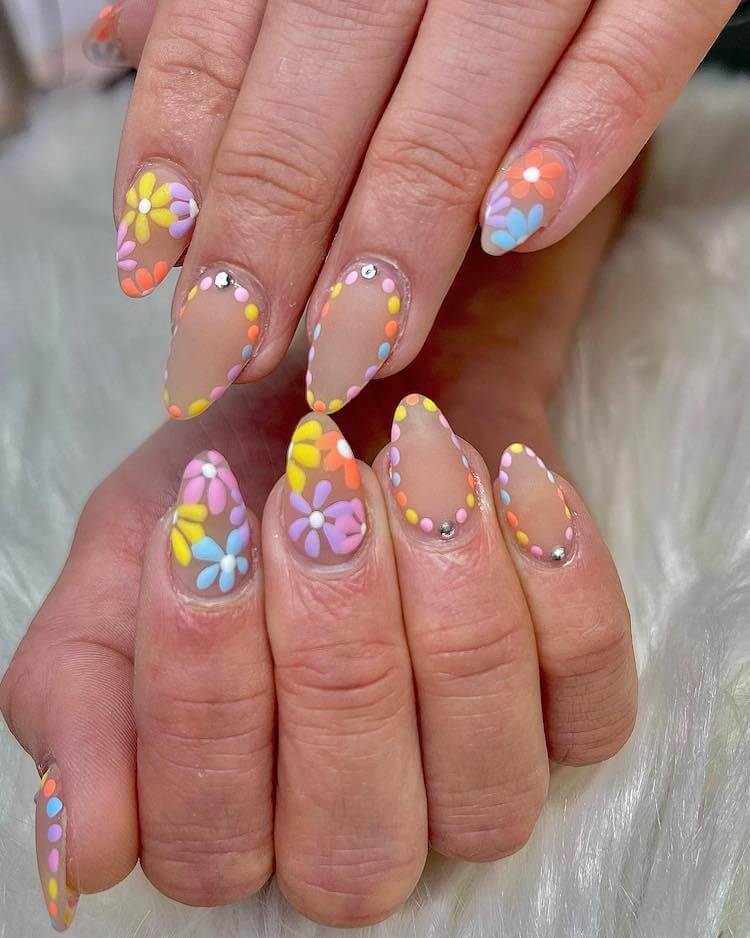 uñas de flores pastel