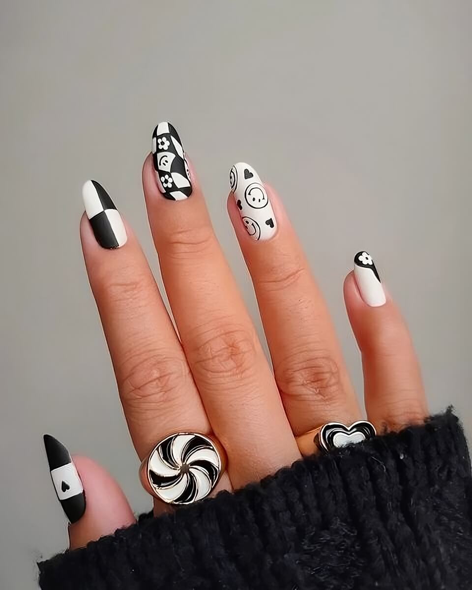 30 Black And White Nails That Are A Huge Hit Right Now - 215