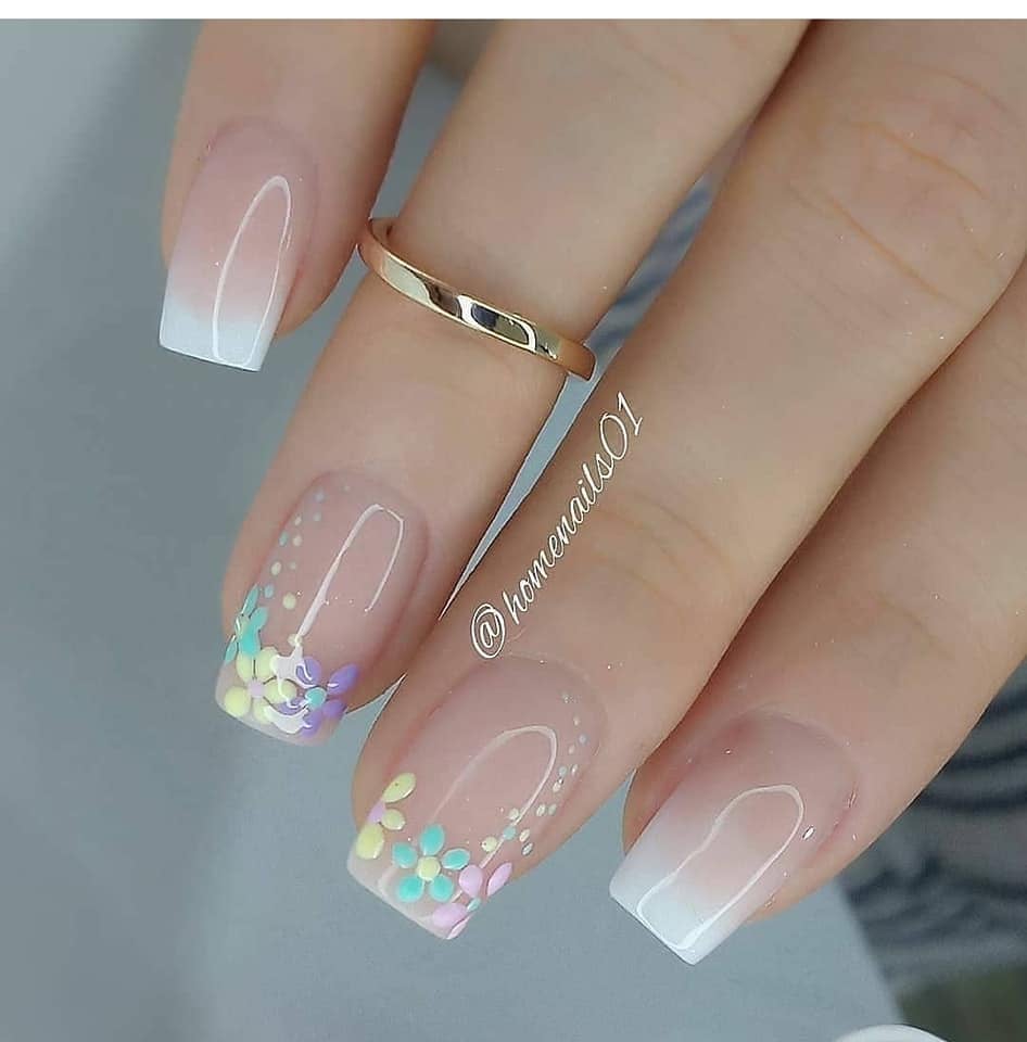 83 Elegant pink ones with white gradient towards the tips white violet and light blue flowers