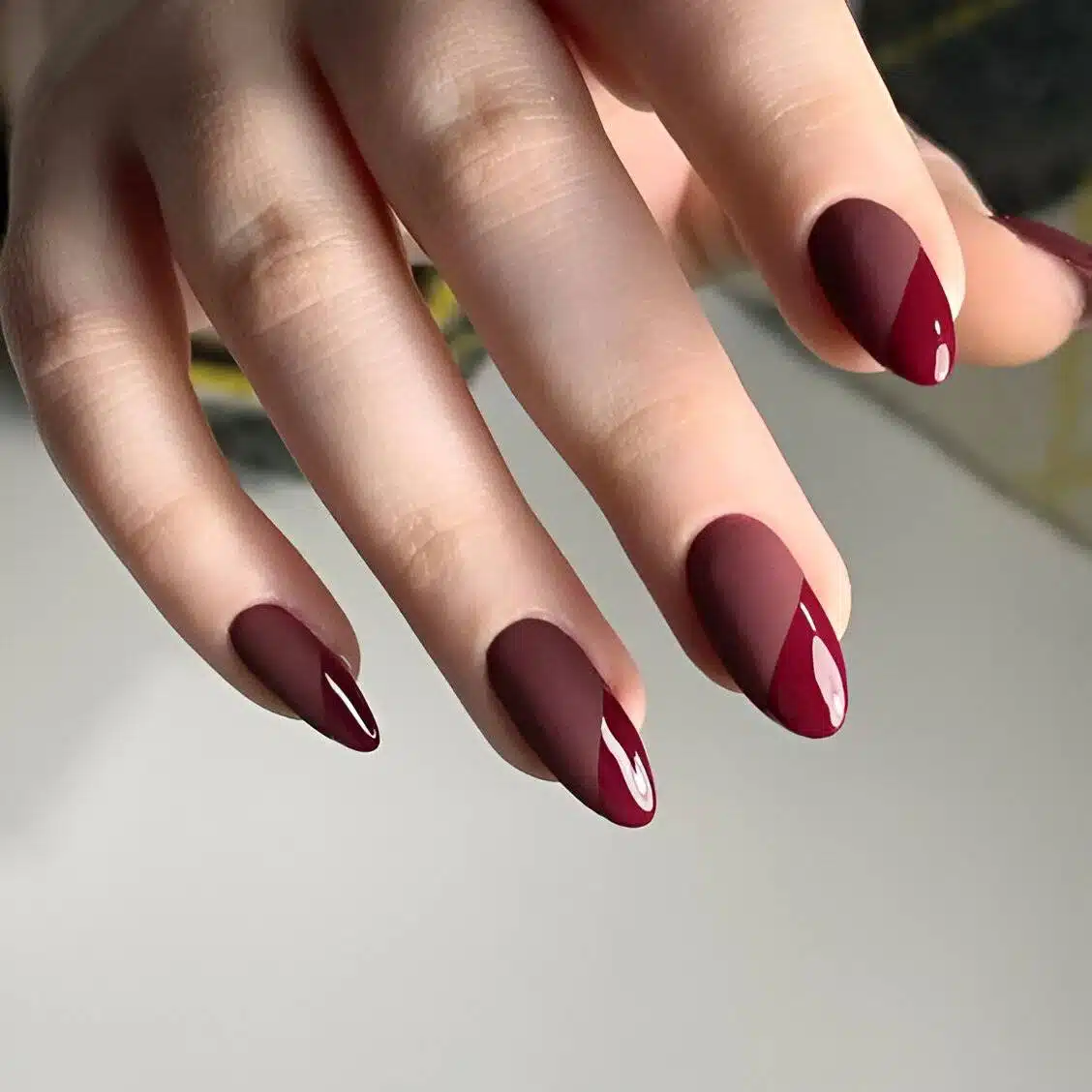 Matte Nails With Shiny Tips