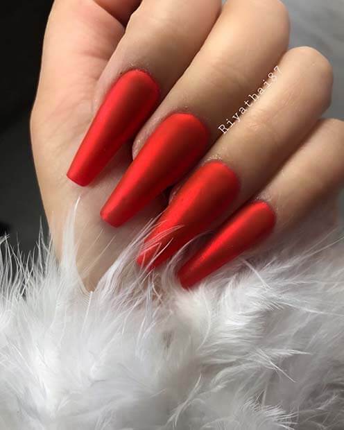 Stylish Red Coffin Nails