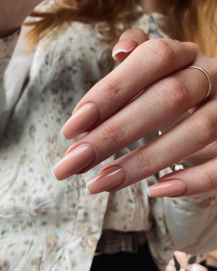 Beige Coffin Nail Style 