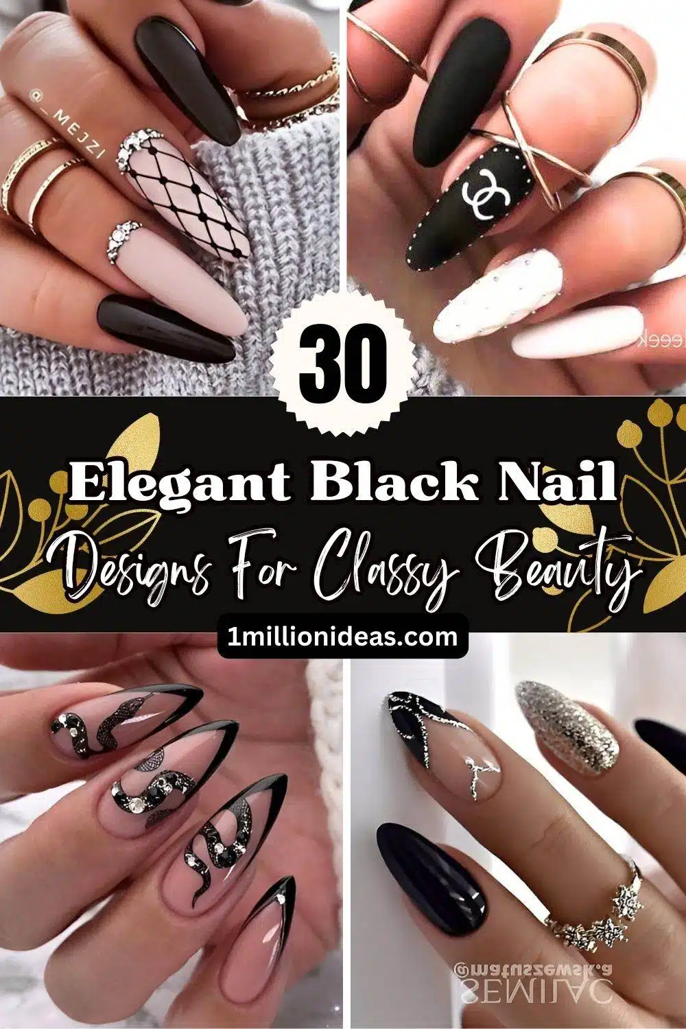 30 Elegant Black Nail Designs For Classy Beauty - 191