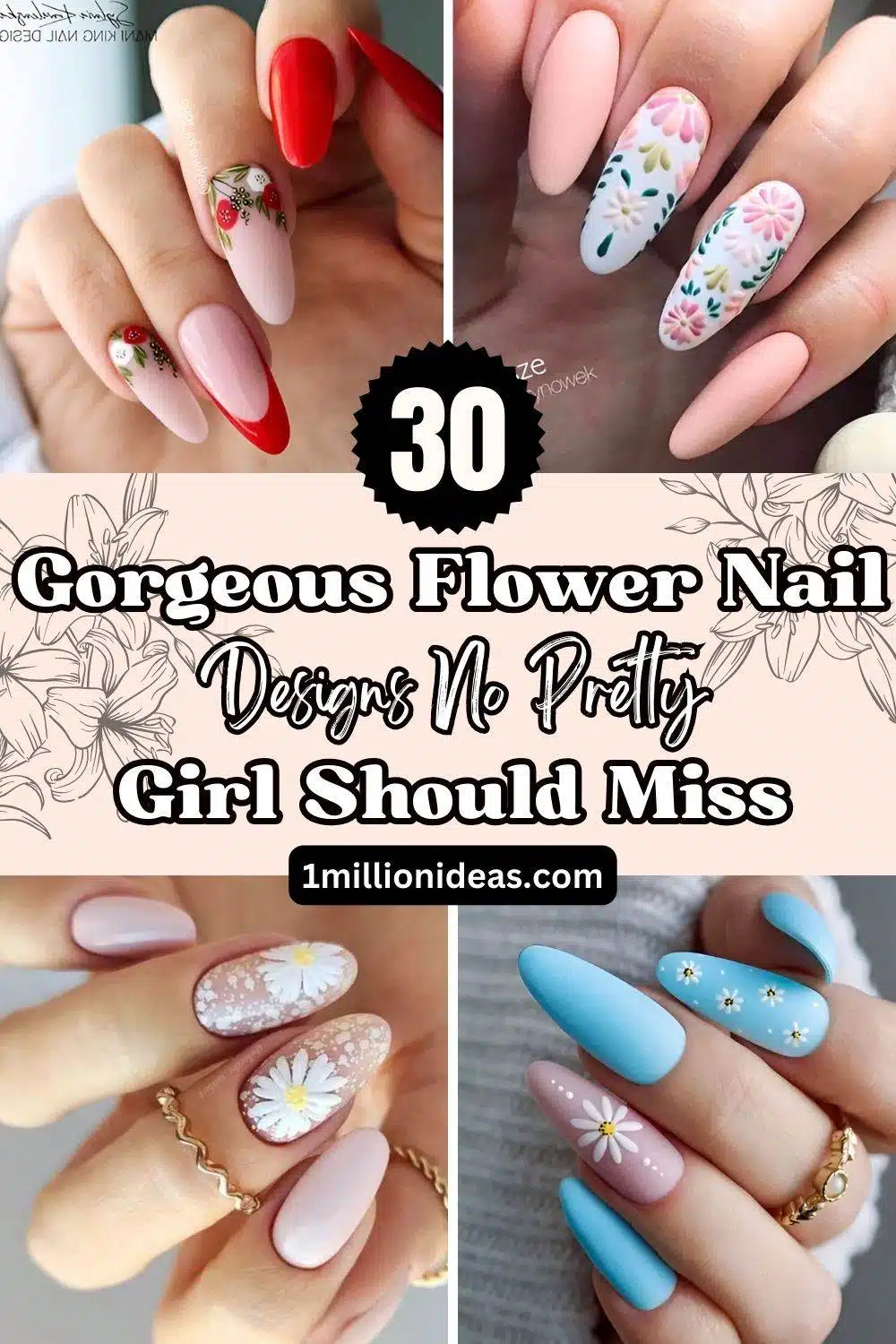 30 Gorgeous Flower Nail Designs No Pretty Girl Should Miss - 191