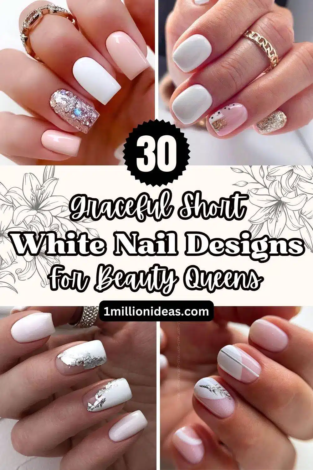 30 Graceful Short White Nail Designs For Beauty Queens - 191