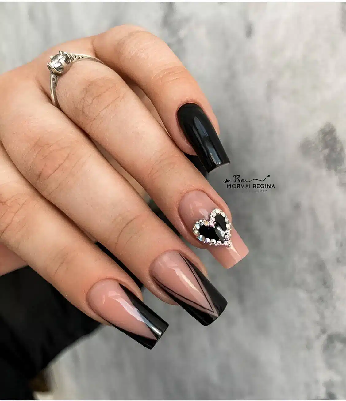 Attention, Beauty Queens: 30 Irresistible Black Acrylic Nail Designs - 233