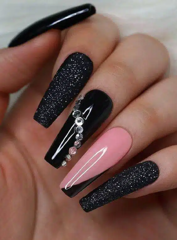 Attention, Beauty Queens: 30 Irresistible Black Acrylic Nail Designs - 235