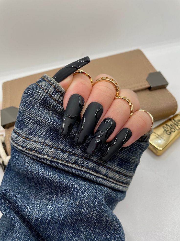Attention, Beauty Queens: 30 Irresistible Black Acrylic Nail Designs - 243