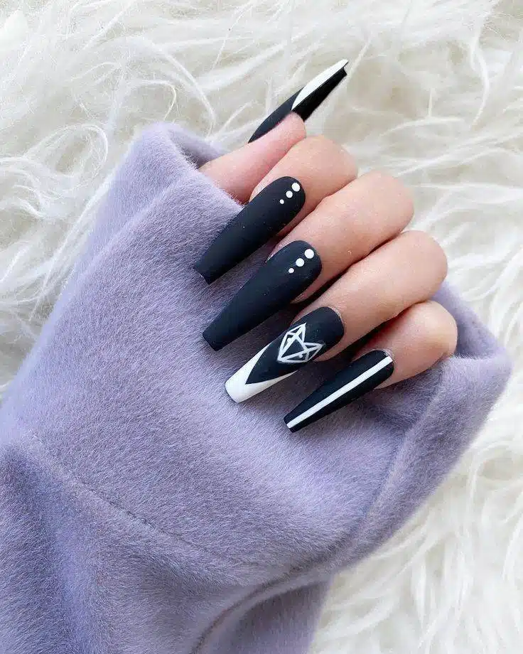 Attention, Beauty Queens: 30 Irresistible Black Acrylic Nail Designs - 247