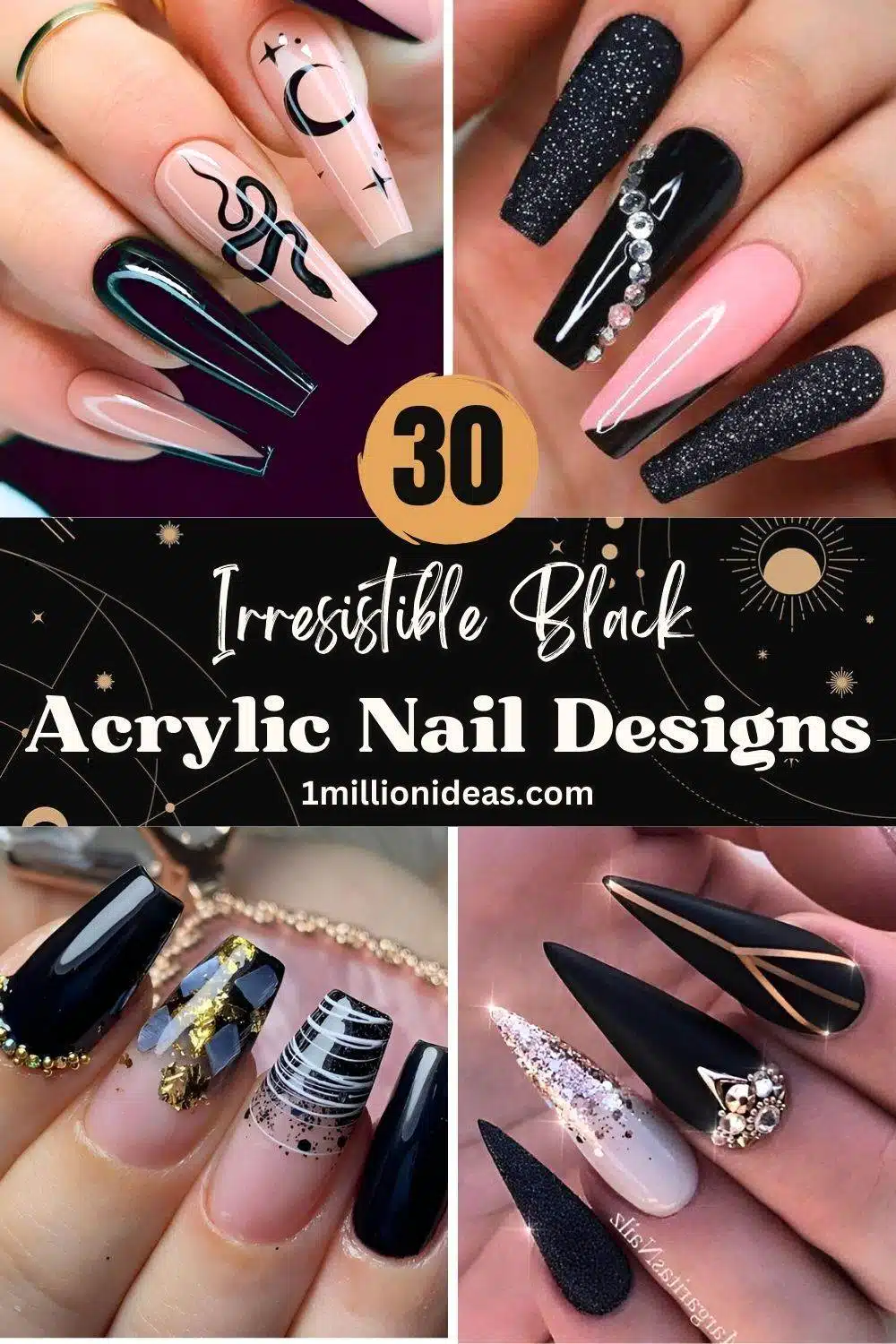Attention, Beauty Queens: 30 Irresistible Black Acrylic Nail Designs - 191