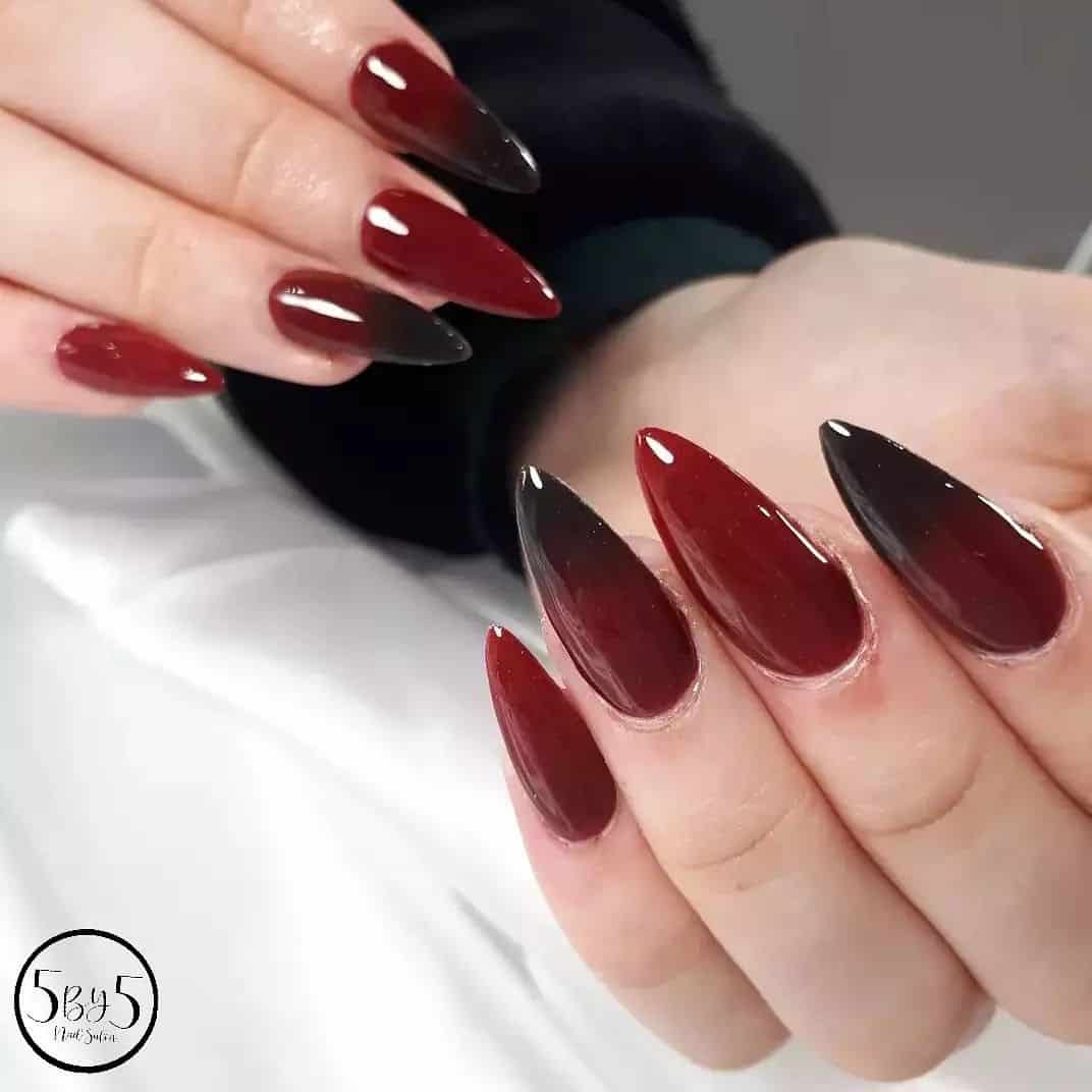 Black And Burgundy Nail Designs