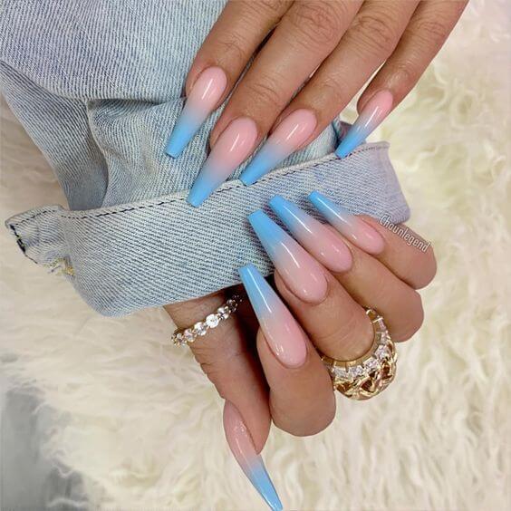 Blue Ombre Nails 