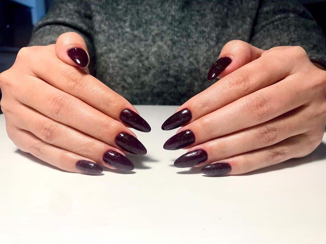 Long Dark Burgundy Nails