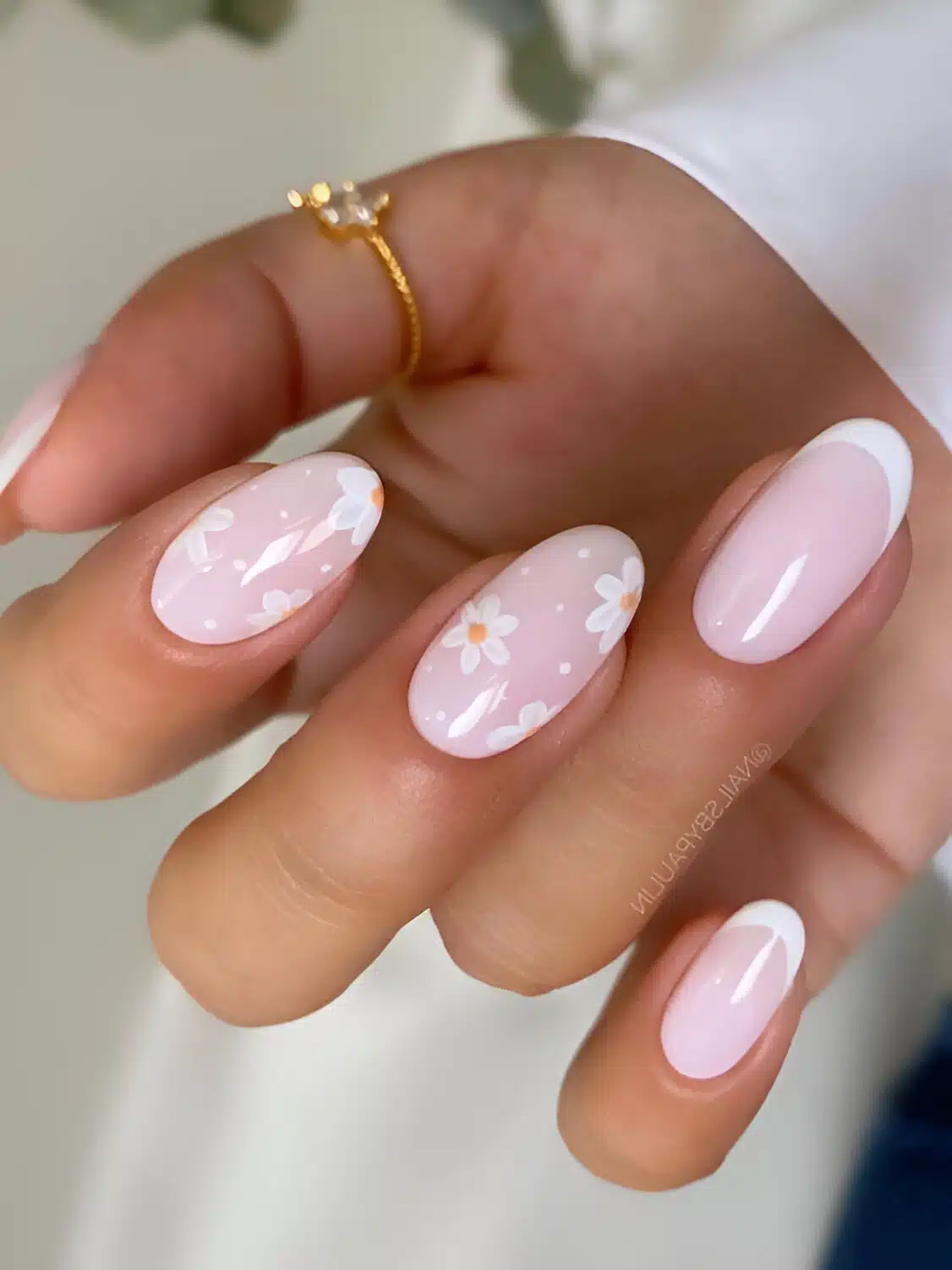 Simple Pink And White Nails