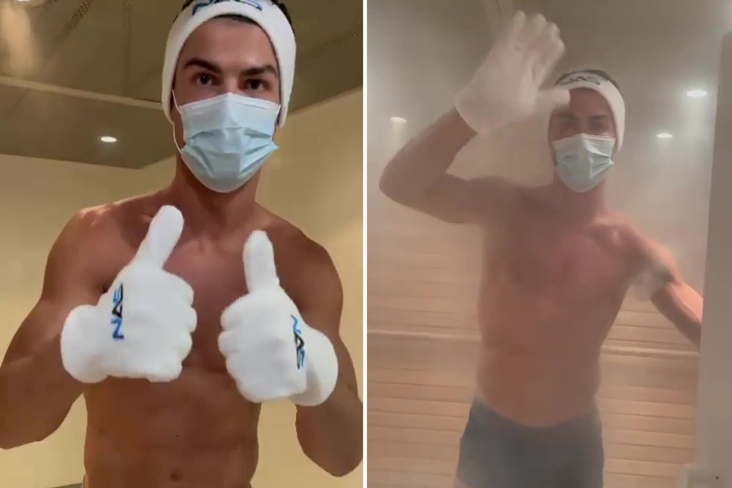 Cristiano Ronaldo strips down to his pants for 'recovery' in cryotherapy  chamber after gruelling Dubai training session | The Sun