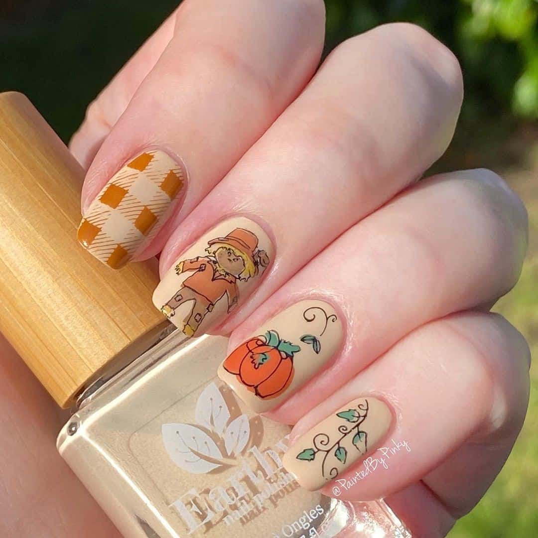 Creative Fall Nails Short Manicure