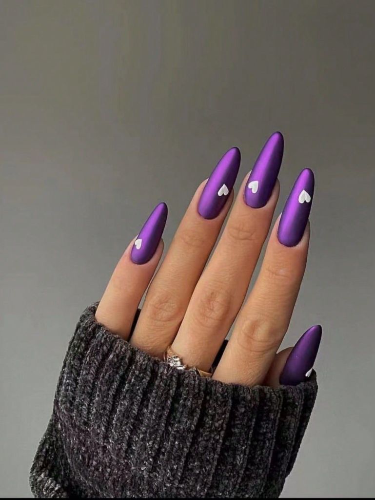 Purple Valentine Nail Designs