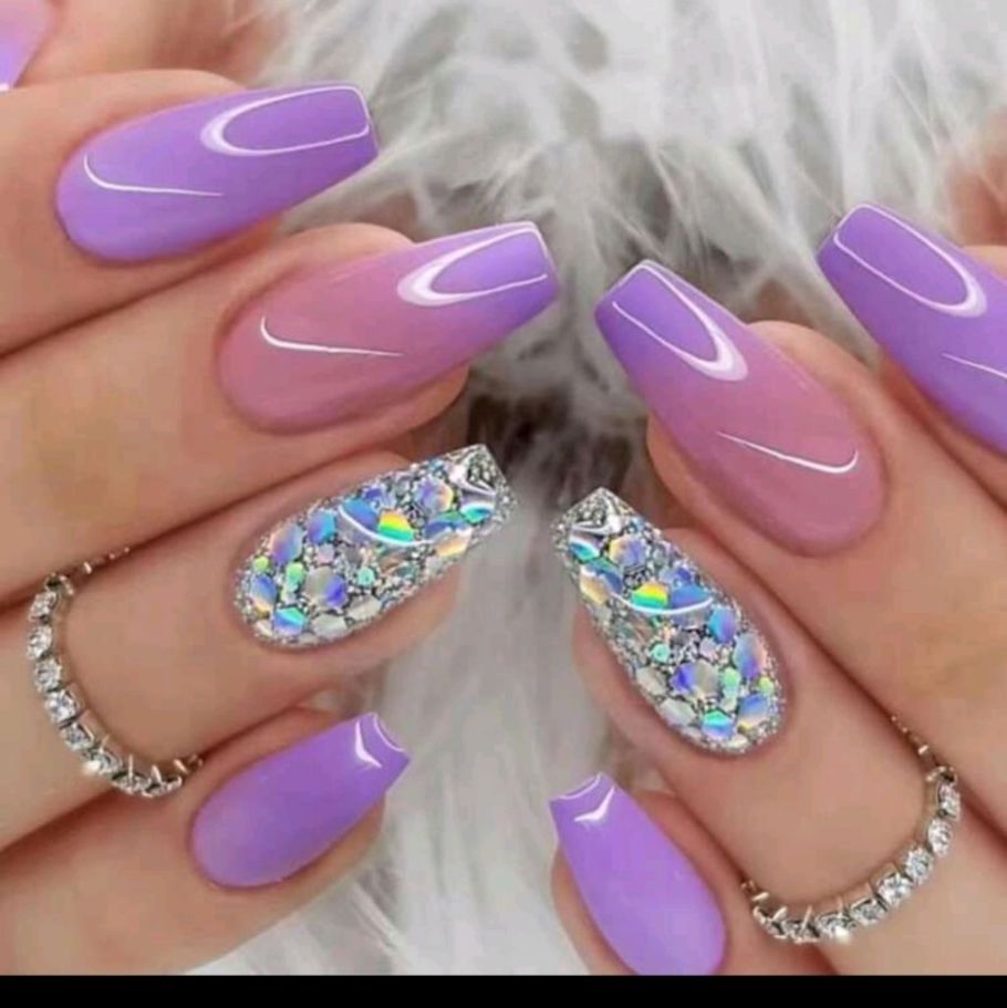 Purple Valentine Nail Designs