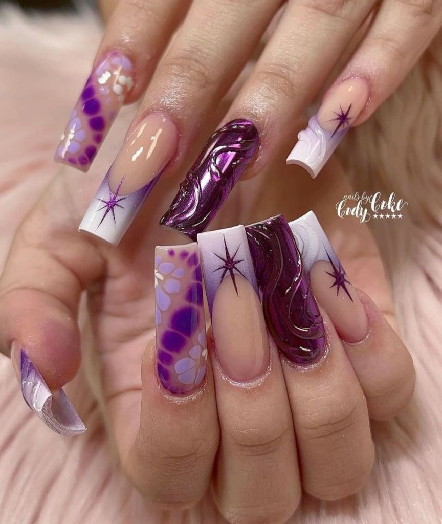 Purple Spring Nails Designs